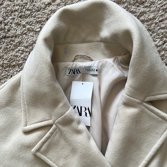 Zara Elegant Cream Wool Coat NWT Sz L - Picture 3 of 6